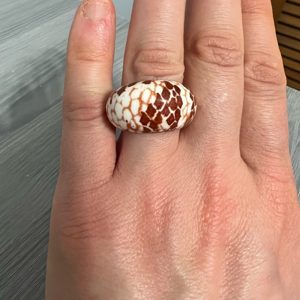 Vintage Plastic Snakeskin, Reptile Print Ring, Size 8